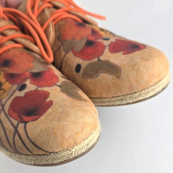 Icon Pumpkin Poppies by Novak Women's Printed Canvas Espadrille Sneaker Size 9.5 - Picture 9 of 13